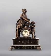 民国 法国铜雕人物座钟